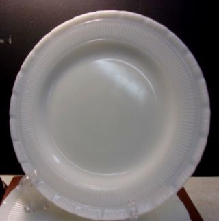Vintage White Opalescent Translucent Plate Scalloped Edge 9 " - Set Of 5