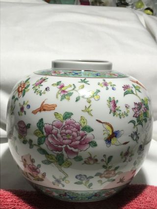 Vtg.  6’ Japanese Porcelain Ware Acf Floral Ginger Jar Hand Decorated Hong Kong