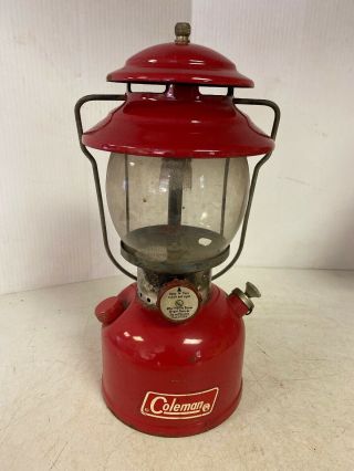 Vintage 11/1971 Coleman 200a Lantern,  Red,  Single Mantle,  Pyrex/coleman Globe,