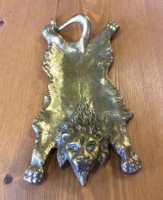 Antique Brass Lion Skin Rug - Trinket Dish Or Pin Tray (victorian)