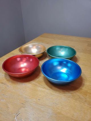 Set Of Four Vintage Bascal Aluminum Bowls 6 " Made In The Usa