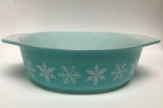 Vintage Pyrex Turquoise Snowflake 043 Oval Casserole 1 1/2 Qt