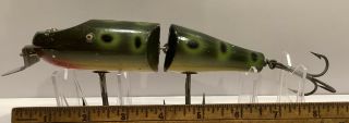 Vintage Wooden Creek Chub Musky Jointed Pikie In Tough Frog Spot