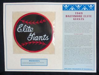 1949 Baltimore Elite Giants Negro League Lost Treasure Patch Card Willabee Ward