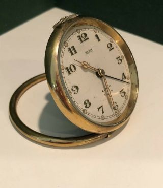 Antique Alarm Travel Clock Swiss Jean Louis Roehrich