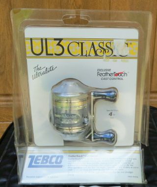 Vintage Zebco Ul3 Classic Feather Touch Cast Control Fish Reel Pkg