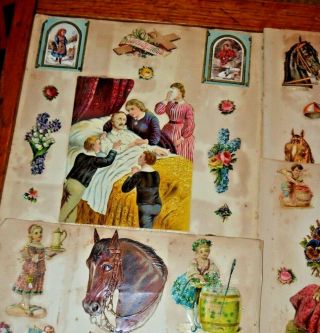 Antique 1800s Scrapbook Victorian Die Cut Scraps Trade Cards