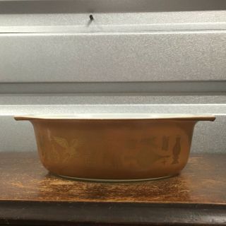 Vintage Pyrex Butterfly Gold Oval Casserole Dish 043 1.  5 Qt No Lid