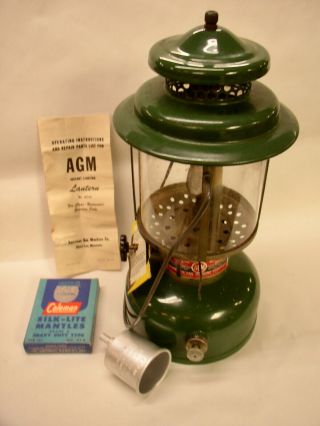 Vintage Agm American Gas Machine Double Mantle Lantern Model 2572,