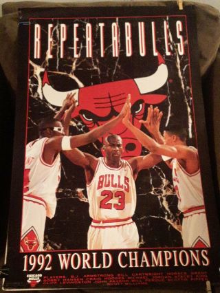 1992 Vintage Michael Jordan Repeatabulls Poster 23 X 35 Chicago Bulls