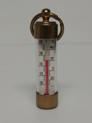 Vintage Custom Brass Desk Thermometer Conant Vermont 5cm