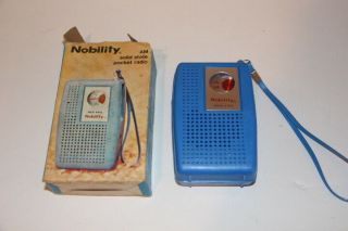 Vintage Nobility Am Solid State Transistor Radio Model K - 14 - 600 Blue