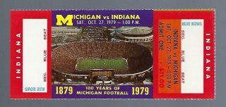 Vintage 1979 Ncaa Indiana Hoosiers @ Michigan Wolverines Full Football Ticket