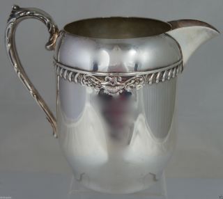 Vintage Silver Plate On Copper Water/wine Pitcher W/ Ice Lip Embossed