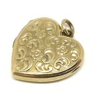 Antique Victorian 9ct Gold Back And Front Heart Embossed Locket 228