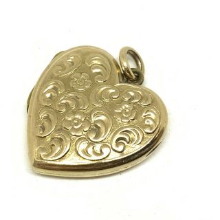 Antique Victorian 9CT gold back and front heart embossed locket 228 2