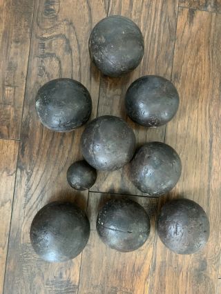 Set Of Vintage Antique Wooden Bocce Ball Balls Lawn Game