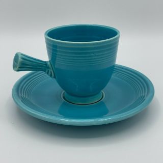 Vintage Fiestaware Demitasse Cup & Saucer - Turquoise