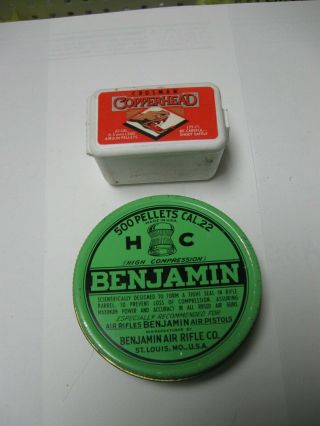 Vintage Benjamin Hc.  22 Cal.  Pellets Partial 500 Ct Tin,  Crosman Copperhead