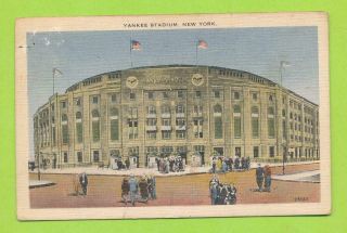 1937 York Yankees Stadium Postcard Cancelled On September 23,  1937