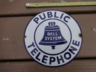 , Antique Vintage 7 " Bell System Telephone Porcelain Sign