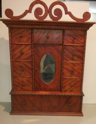 Vintage Fancy Wood Jewelry Or Spice Or Tea Box W/mirror