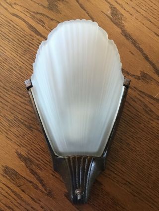 Antique Vintage Art Deco Wall Sconce Lighting Fixture With Slip Shade