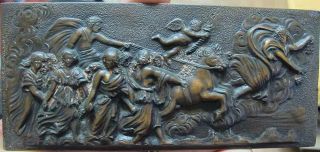 Antique 19th C Bronzed Relief Plaque Depicting Mythological Procession Gs - Ig Yqz