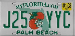2008 Palm Beach Florida License Plate,  Tag