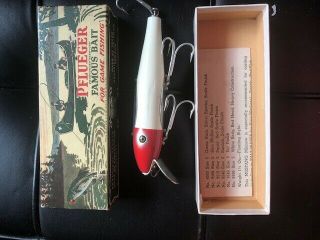 Pflueger Vintage Mustang Minnow Red And White