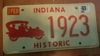 Vintage 2003 Indiana Historic Motor Vehicle License Plate 1923