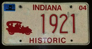 Vintage 2004 Indiana Historic Motor Vehicle License Plate 1921