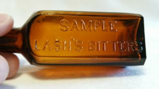 Antique Sample Lash " S Bitters,  Amber Miniature 4.  500 " High Bottle