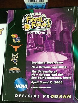 2003 NCAA Final Four Program & Partial Ticket Book / Louisiana Superdome 2
