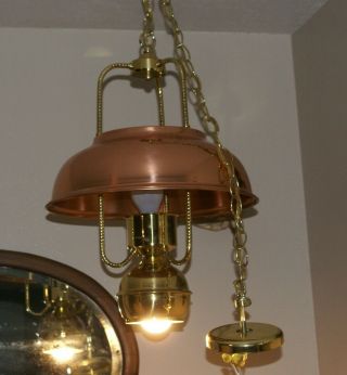 Vintage Copper and Brass Ceiling Light Fixture Chain Hanging Lamp Style 2