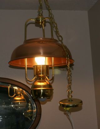 Vintage Copper and Brass Ceiling Light Fixture Chain Hanging Lamp Style 3
