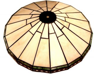 Antique Arts & Crafts Tiffany Style Mission Stained Slag Glass Lamp Shade