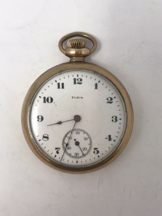 Antique 1921 Elgin G.  F.  Pocket Watch 17 Jewels Size 12 - Running -