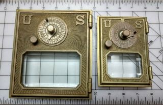 Antique Vintage (2) Dial Post Office Doors Mail Box Postal Us W/beveled Glass