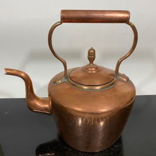 Vintage Antique Jcb Copper Brass Gooseneck Tea Pot Kettle Kitchenware
