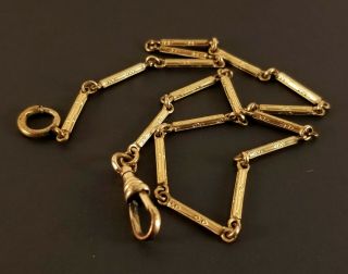 Vintage Pocket Watch Fob Chain Gold Filled With Fancy Square Bar Links