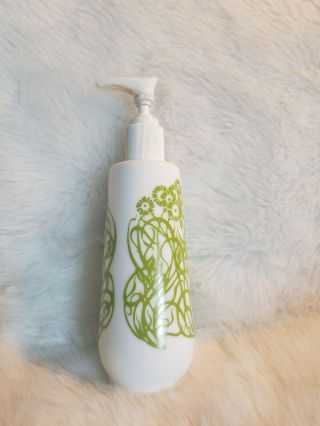 Vintage Pump Lotion / Soap Dispenser White Ceramic Green Floral Mid Century C