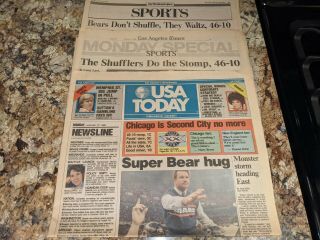 Bowl Xx | Nfl | Chicago Bears | Newspapers | Wash Post La Times,  Usa Today