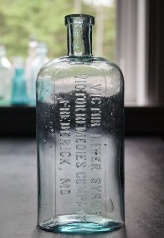 Large Antique Victor Liver Syrup Bottle Frederick Md
