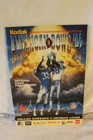 Nfl American Bowl 1993 Dallas Cowboys Vs Detroit Lions @ Wembley Stadium Program