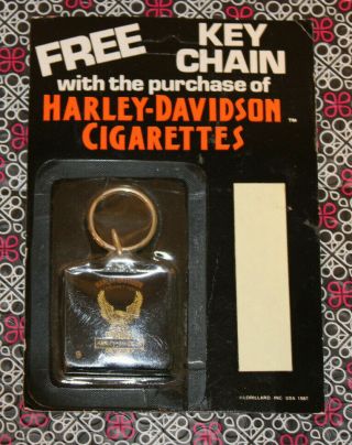 Vintage Nos Harley Davidson Motorcycle Key Chain Cigarettes Ring Fob 1980s Vtg
