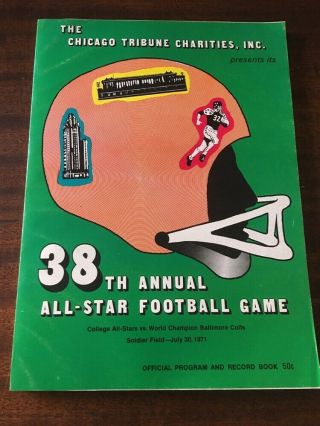38th Annual All - Star Football Game College Vs Baltimore Colts 1971 Program