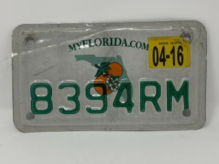 2016 Florida Motorcycle/moped License Plate 8394rm