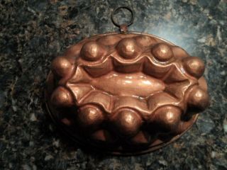 Antique French Hammered Copper (cake Jello Aspic) Mold Tin Interior