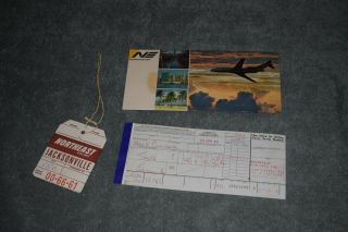 Northeast Airlines Ticket Folder And Luggage Tag 1968 Jacksonville,  Fl